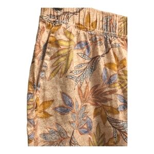 Nicole Miller linen floral pants peach blue tropical fall wide leg